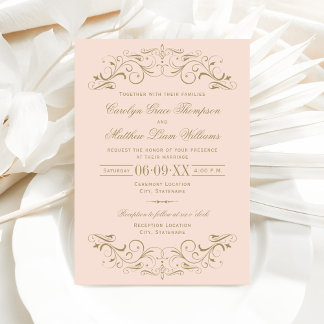 Invitation Vintage Blush et Mariage d'or antique