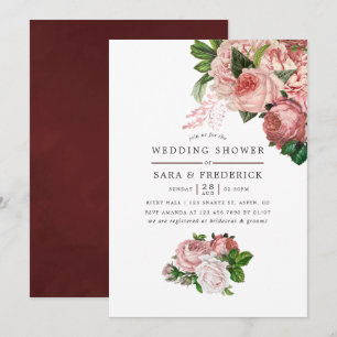 Invitation Vintage Blush et Wedding shower Bourgogne