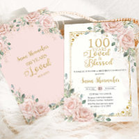 Vintage Blush Roses Floral 100e Anniversaire Amour