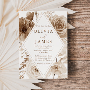 Invitation Vintage Boho Floral Frame Mariage