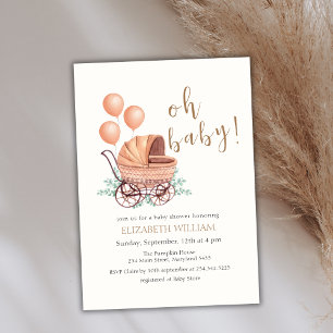 Invitation Vintage Boho vert Poudre Baby shower balloon