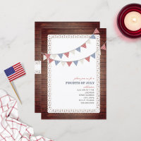 Vintage Bois Rouge Blanc et Bleu Bunting 4 juillet