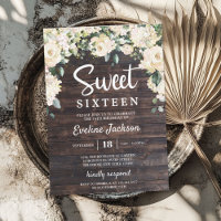 Vintage bois rustique verdure sweet sixteen fleuri
