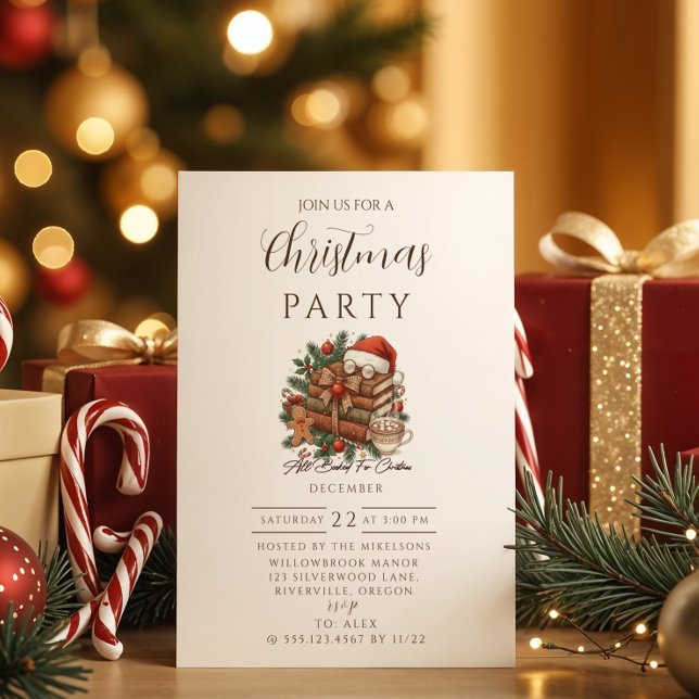 Invitation Vintage Book Lover Christmas (Créateur téléchargé)