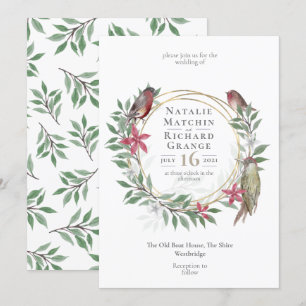 Invitation vintage botanique d'oiseaux rustiques