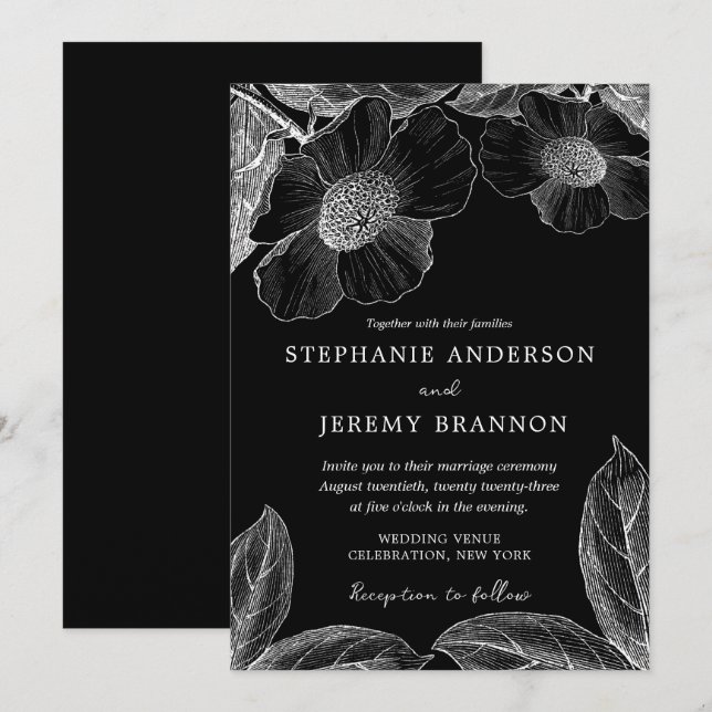 Invitation vintage Botanique Line (Devant / Derrière)