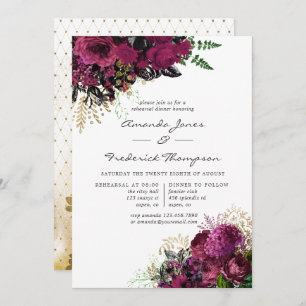 Invitation Vintage Bourgogne - Dîner de répétition Marsala & 