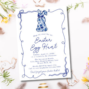 Invitation Vintage Bows Chinoiserie Bunny Chasse aux oeufs de