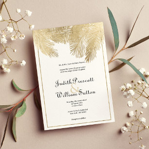 Invitation Vintage calligraphie blanc or mariage floral