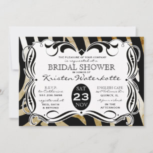 Invitation Vintage Calligraphy Zebra Imprimer Fête de l'marié
