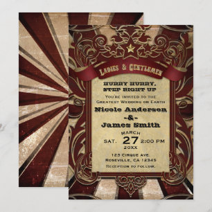 Invitation Vintage Carnaval de cirque Élégant Mariage de démo