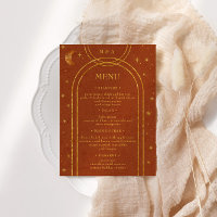 Vintage Céleste Lune Étoiles Dîner Mariage Menu