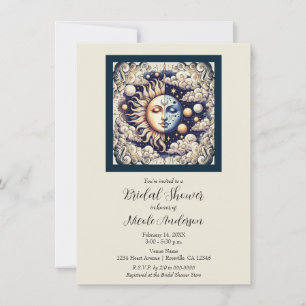 Invitation Vintage Celestial Demi-Soleil & Lune Crème Beige