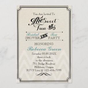 Invitation vintage Chalkboard brique douche thé