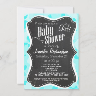 Invitation Vintage Chalkboard; Camo Celeste; Camouflage