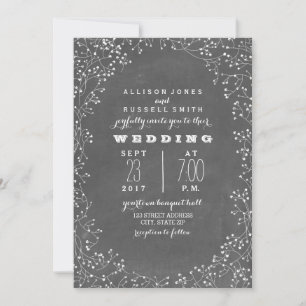 Invitation Vintage Chalkboard Inspiré Baby's Breath Mariage