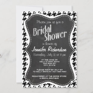 Invitation Vintage Chalkboard look; Black & White Houndstooth