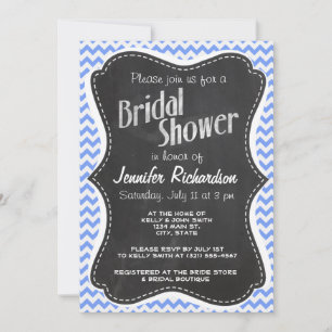 Invitation Vintage Chalkboard look, Blue Chevron Motif