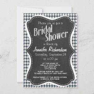 Invitation Vintage Chalkboard look Charcoal Color Houndstooth