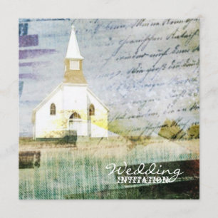 Invitation vintage chapelle de campagne mariage