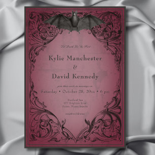 Invitation Vintage chauve-souris jusqu'à la mort Bourgogne Ma