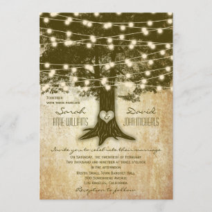 Invitation Vintage Chêne Arbre Rustique Lights Mariage