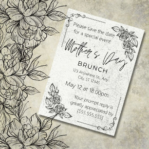 Invitation Vintage, Chérissant la maternité, brunch de la fêt
