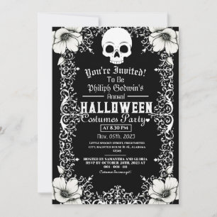 Invitation Vintage Chic Gothique Dark Halloween Costume Party