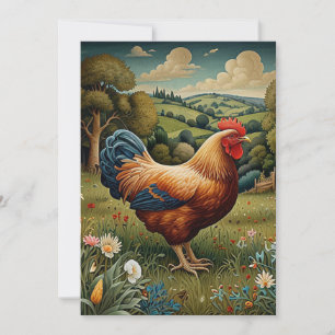 Invitation Vintage chic pâturage de poulet boho paysage