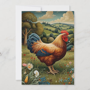 Invitation Vintage chic pâturage de poulet boho paysage
