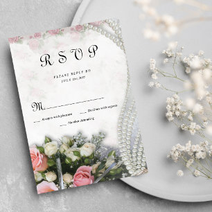 Invitation Vintage chic rose rose rose rose floral RSVP