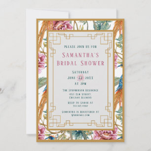 Invitation Vintage Chinoiserie Printemps Fête des mariées Flo