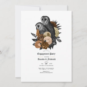 Invitation Vintage Chouette en ambre de verre Parti d'engagem