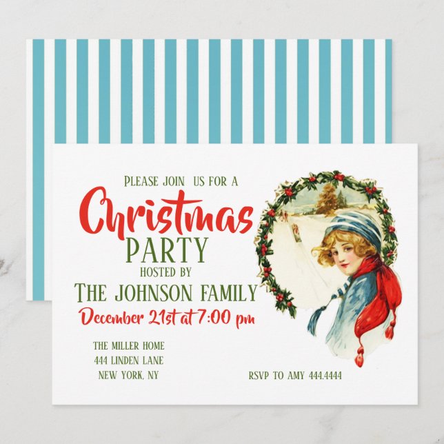 Invitation Vintage Christmas (Devant / Derrière)
