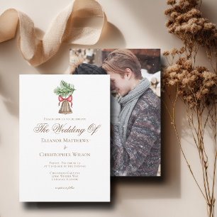 Invitation Vintage Christmas Bell Holiday Photo Mariage