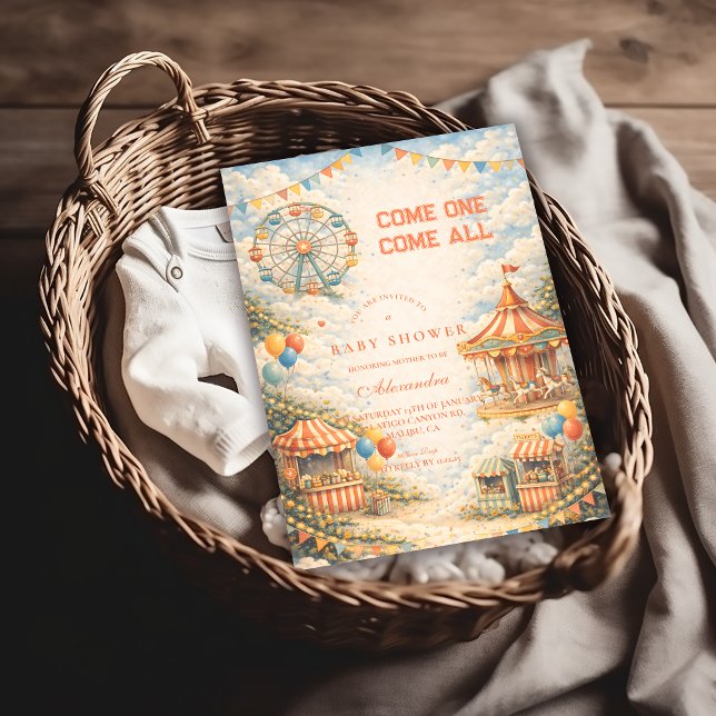 Invitation Vintage Circus Baby Shower (Créateur téléchargé)
