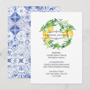 Invitation Vintage citron floral agrumes Mariage détail