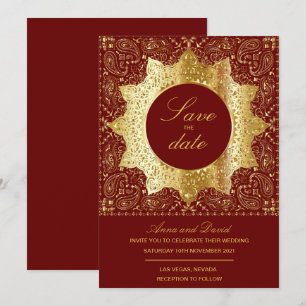 Invitation Vintage Classic Gold Enregistrer La Date Invitatio