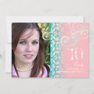 Invitation Vintage classique/Grunge/Swirls/Damask/Graduations