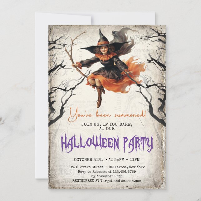 Invitation Vintage classique traditionnel aquarelle effrayant (Devant)