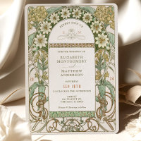 Vintage Clematis & Primrose Art Nouveau Mariage