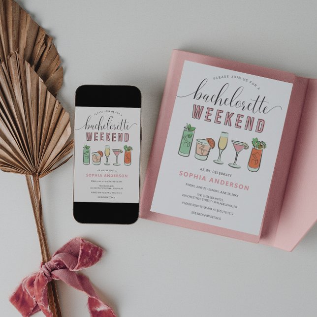 Invitation Vintage Cocktail Bachelorette Party Itinéraire (Créateur téléchargé)