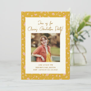 Invitation Vintage Coquette Floral Photo Graduation Party