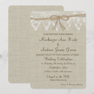 Invitation Vintage Country Fair Lace et Mariage Burlap