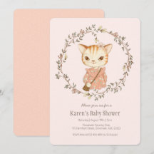 Invitation Vintage Cute Kitty Cat Baby shower