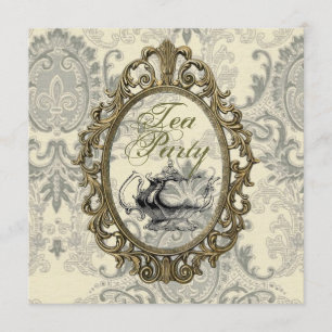 Invitation vintage Damask Fête des mariées Tea Par