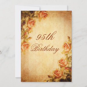Invitation Vintage Damask Shabby Chic Roses de Pêche 95ème