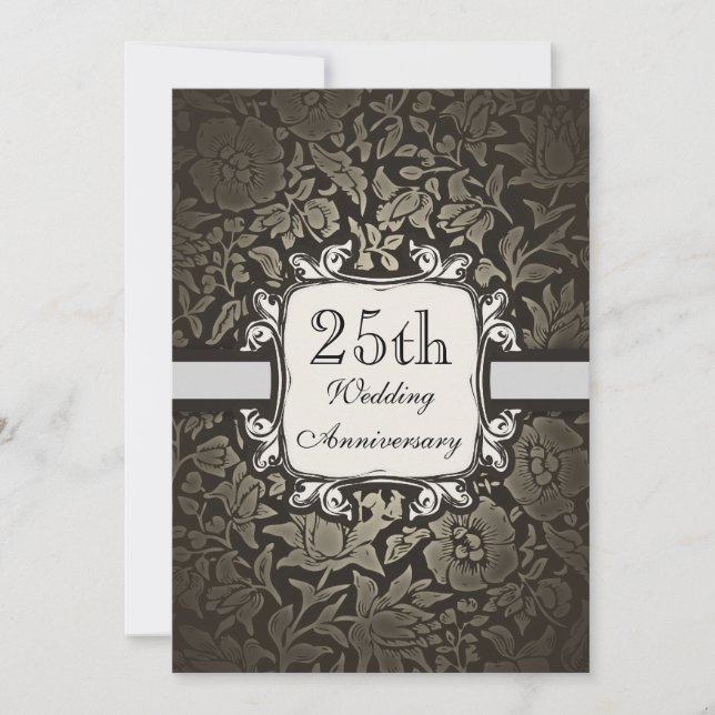 Invitation vintage damasquinée pour 25e anniversai (Devant)