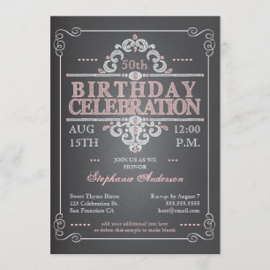 Invitation vintage d'anniversaire de tableau