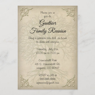 Invitation vintage d'arbre de la Réunion de